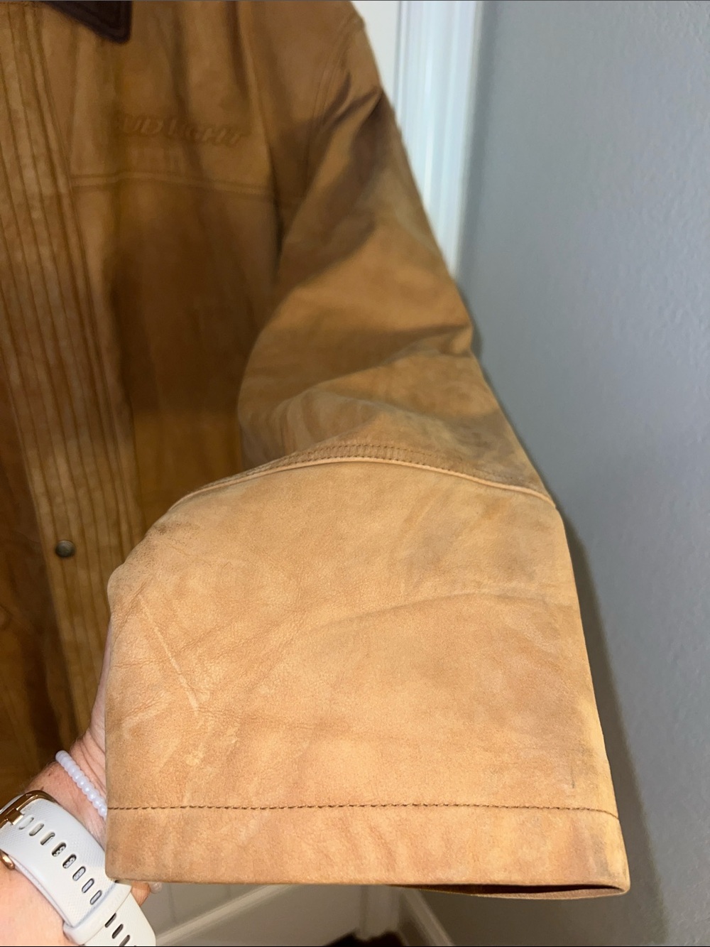 EUC! Vintage 1990s Bud Light Tan Leather Work Jacket by Excelled - Size 2X - Picture 5 of 15